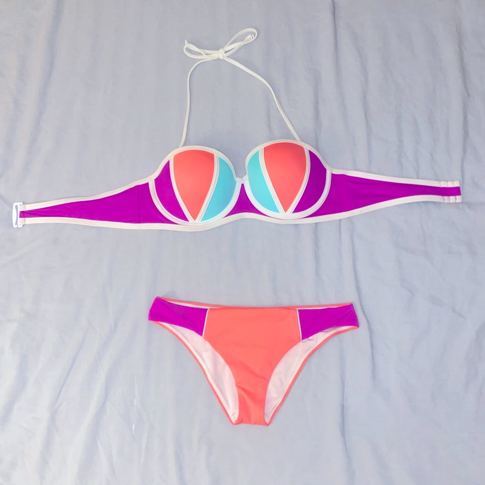 PINK by Victoria's Secret neon multi coloured swim suit.